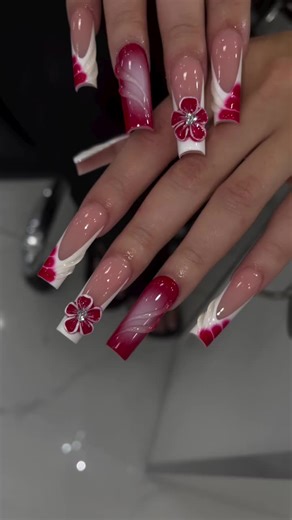 Long holiday nail inspo💅❤️🌺 #mine #baddienails #nailtechcheck #valentine #techtok #trendy #nails #baddie #nailz #nailtutorial #valentinesday #ideas #unitedkingdom #nailinspo