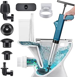Toilet Plunger, Drain Clog Remover Tools, High Pressure Air Drain Blaster Gun with Visual Barometer, Heavy Duty Toilet Unclogger Plungers for Bathroom, Kitchen Sink, Floor Drain, Sewer