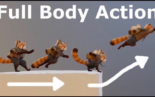 卡通角色跳跃全身动作Blender骨骼动画教程（中英文字幕）