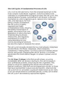 Cell Cycle Worksheet for Sub-Plan or Classwork & Homework