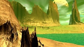 Fantasy Alien Planet. Rocks and Lake. 3d Animation. 4Ðš Stock Footage - Video of animation, atmosphere: 74762136