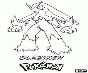 Blaziken, a Pokemon  coloring page printable game