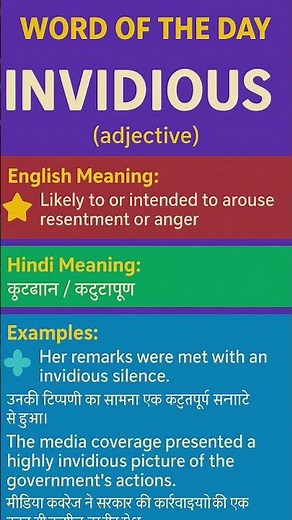 word of the day invidious.#english #spokenenglish #thodapadhbhilo #sentences #words #example #shorts