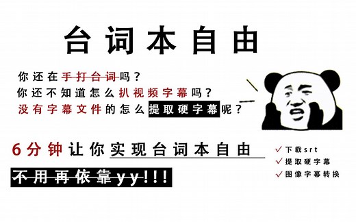 【剪刀手必学|字幕教程】不要再手打台词本了！如何下载srt字幕/如何提取硬字幕/如何转换图像字幕