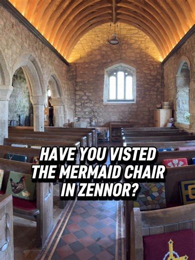 WHOS BEEN TO VISIT THE MERMAID CHAIR IN ZENNOR? Carved in the 15th century from local oak, the Mermaid Chair in Zennor’s St Senara’s Church is a rare medieval bench end, worn smooth by centuries of worshippers. Its imagery is entwined with an older Cornish legend in which a mermaid lures a singer from the village, a tale long used as a warning against the sea’s quiet pull and those who never return. #mermaid #cornwall #chuch #travel #historytime