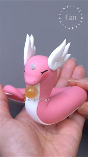 how to make pink dragonair Pokémon figure with air dry clay art craft Fondant polymer clay tutorial
