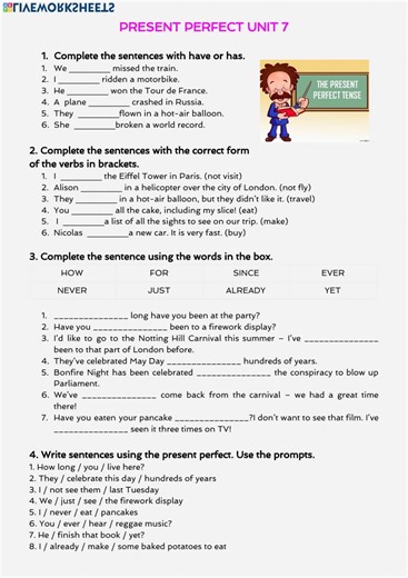Pdf online exercise: Present perfect