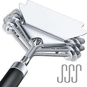 Grill Brush and Scraper Bristle Free, Grill Brush for Outdoor Grill, 17"" Stainless Steel BBQ Brush for Grill Cleaning, Grill Accessories Gifts for Men, Hooks Included, Black, VOXPOA-01