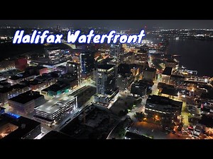 Halifax Water Front Flyover View at Night.