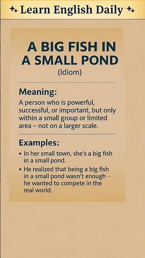 A big fish in a small pond #english #idioms