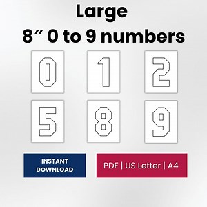 Large 8-inch Printable Number Templates 0–9 – Digital PDF for Classrooms, Teaching, and Crafts - Etsy Australia