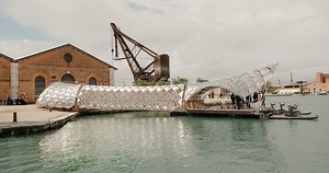 norman foster and porsche unveil glimmering kinetic gateway to venice's waterways