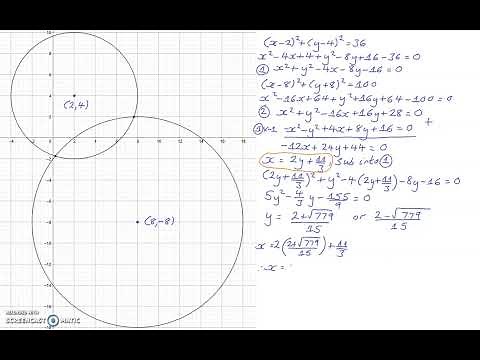 Finding the intersection points of two circles.