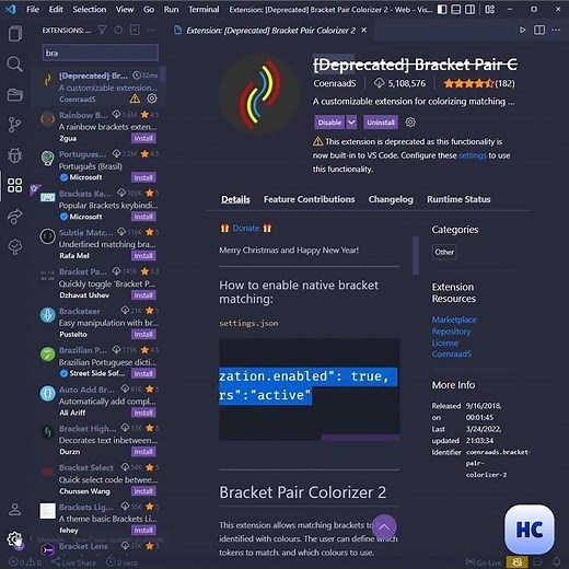 bracket pair colorizer vscode #shorts