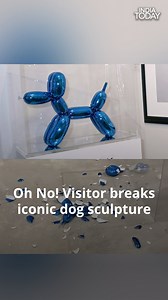 Art lovers in Miami looked on in horror when a collector accidentally knocked a $42,000 sculpture by US pop artist Jeff Koons to the ground. She had tapped it with her finger, witnesses at the event said. The statue - one of Koons' iconic Dog Balloons - smashed into tiny shards, and had to be swept into dustpans by gallery staff. #Art #ArtLovers #Miami #JeffKoons #DogBalloons | India Today