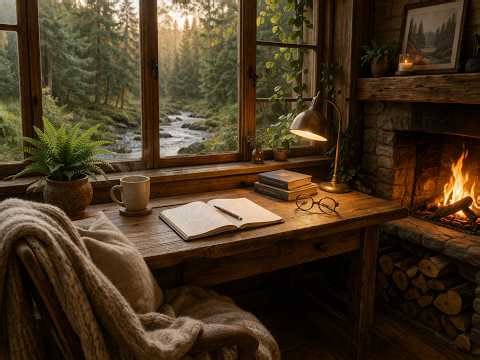 🌿 Cozy Study Room at Night | Forest Ambience for Focus, Relax & Sleep (2 Hours 13 Minutes)
