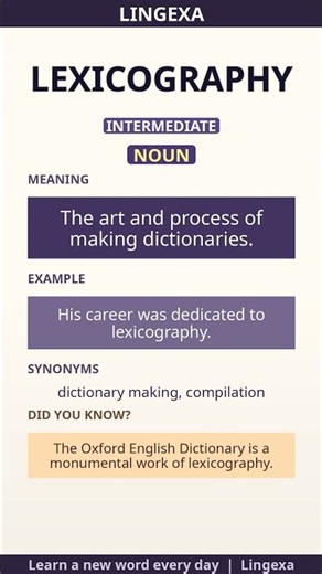Learn 1 English Words - lexicography | Vocabulary Lesson