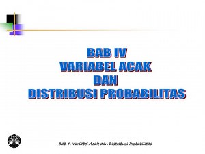 BAB IV VARIABEL ACAK DAN DISTRIBUSI PROBABILITAS - SlideServe