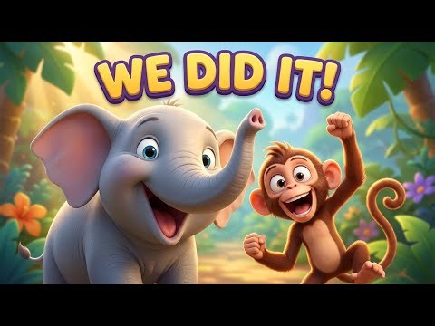 Elephant and Monkey Cartoon | Bombo & Zippy Learn Teamwork in a Funny Jungle Adventure