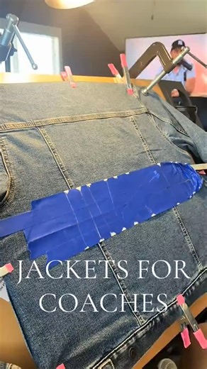 Julie Koontz on Instagram: "I was asked to paint Jean jackets for her daughter’s cheer coaches for unique Christmas gifts! Custom painted denim jackets available on my Etsy - linked in my bio 🎨 also trying out hashtags for the first time - let me know how this video reaches you!! #giftforcoaches #coaches #coachwife #coachappreciation #giftforcoach #cheercoach #coachgifts #personalizedgift #uniquegiftideas #valentinesdaygiftsforher"