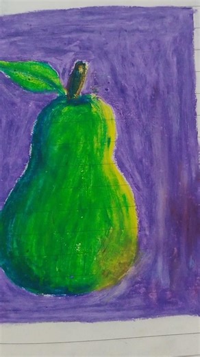 “Green pear painting | Simple fruit art 🎨🍐”