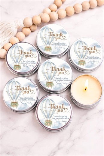 Hot Air Balloon Baby Shower Candle Favors, Personalized Adventure Theme Thank You Gift - Etsy