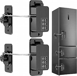 2 Pcs Refrigerator Fridge Freezer Door Lock with Password, Child Proof Door Lock for Kitchen Refrigerator, Cabinets and Drawers, Closets, Windows, Doors-No Tools Need or Drill