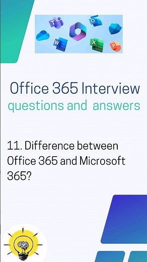 Difference between Office 365 and Microsoft 365, Office 365 interview questions and answers #shorts