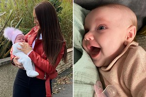 Millie Radford shares a snap of baby Ophelia’s first smile at two-months-old