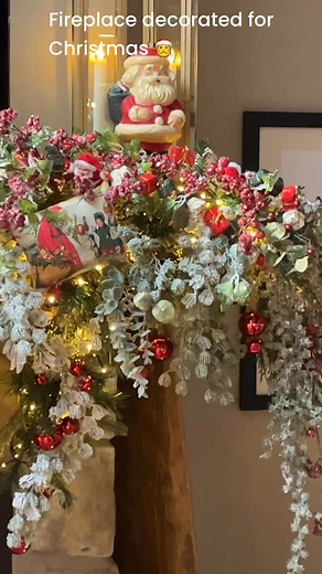 My fireplace decorated in a Vintage Santa theme for Christmas!🎅 | The Crafty Decorator