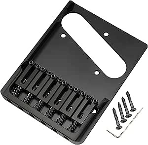 Musiclily Ultra 54mm (2-1/8 inch) Full Solid Brass Heavy Duty Asymmetric Tele Bridge String-through-body for Tele Style Electric Guitar, Black