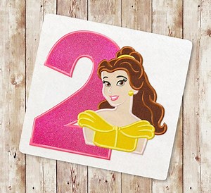 Beauty Princess Second Birthday Applique Embroidery Design, Enchanted Rose Embroidery, Baby Birthday Embroidery Design, 129 - Etsy