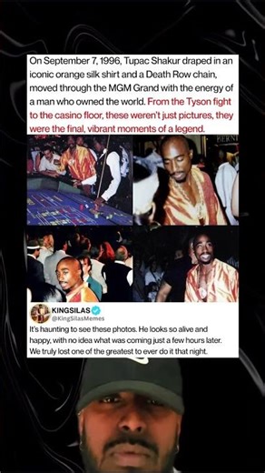 On September 7, 1996, Tupac Shakur, draped in an iconic orange silk shirt and a Death Row chain