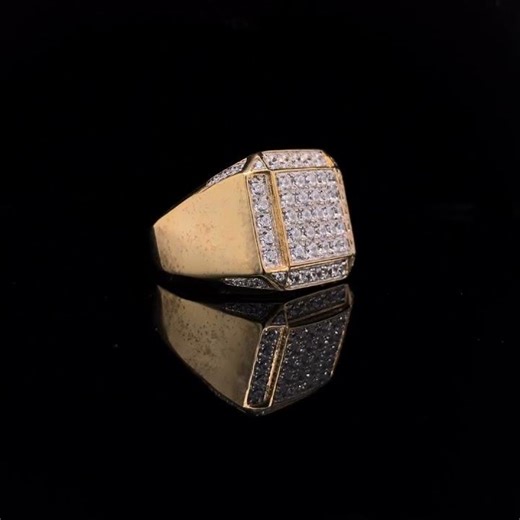 Men's 10K Yellow Gold 2 1/8 Cttw Diamond Composite Cluster Cocktail Ring Band