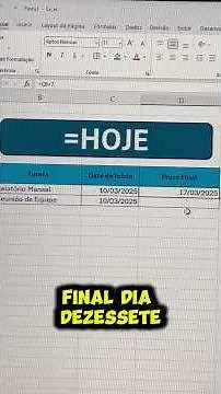 Como Usar a FUNÇÃO =HOJE NO EXCEL #shorts