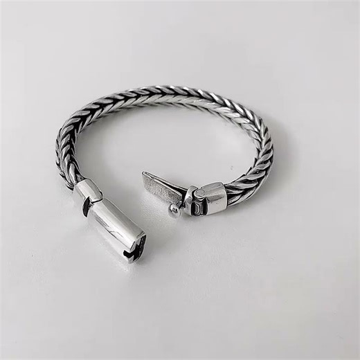 Handmade 925 Sterling Silver Braided Bracelet ✨ #bracelet #bestring #silverbracelets #menbracelet