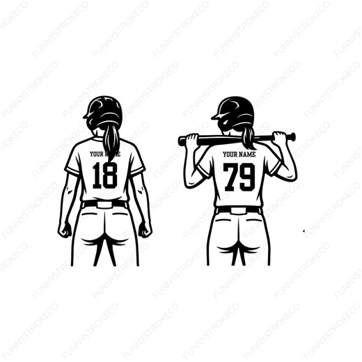 Female Softball Player SVG Bundle | Customizable Back Jersey Clipart (digital Download) - Etsy