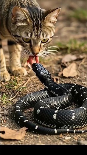 Cat vs Snake | Realistic Animation of Cat Touching Snake with Paw #shorts