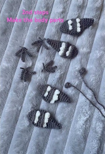 Process 2 – Make the body parts: legs, beak, and wings.#crochet #birds #birdsong