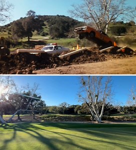 Corey Eubanks became one of the top stunt drivers in the world and it all started here, in 1981, with this jump on Dukes of Hazzard. This area is now the Lake Sherwood golf course in California. | Dukes Filming Locations