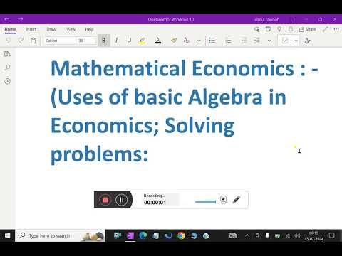 Mathematical Economics: - (Uses of basic Algebra in Economics; Solving problems ) - 5. #algebra