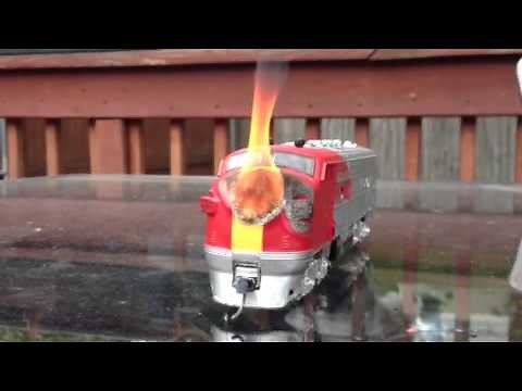 Ho scale train on fire
