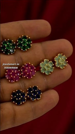 Gold Plated Ear Studs with Screw Back | Multiple Colors | Earrings #fashion