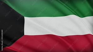 Kuwait Flag Waving: 3D Satin Fabric Texture. Realistic 4K Flag of Kuwait.