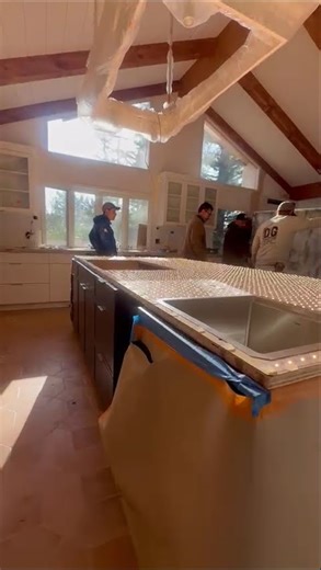 Marble Quartz Island Installation in Progress | Step Up Construction Bay Area