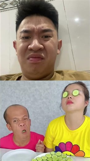 He took the cucumber she used as a face mask and ate it. #shorts #funny