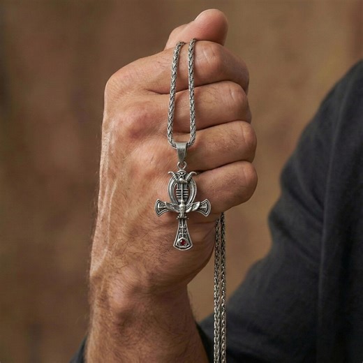 Sterling Silver Ankh Necklace – Egyptian Pendant for Men & Women, Everyday Amulet, Valentine Gift - Etsy