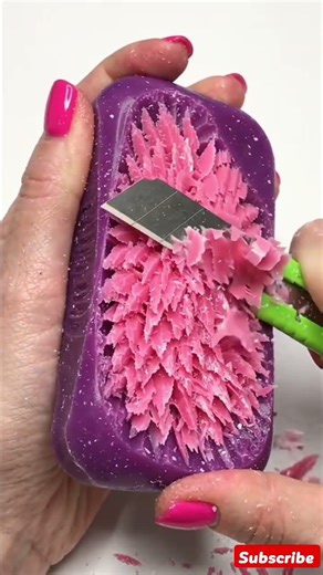 🔪 Oddly Satisfying ASMR Soap Carving | Relaxing Pink Curls 🌸 #ASMR #SoapCutting #OddlySatisfying