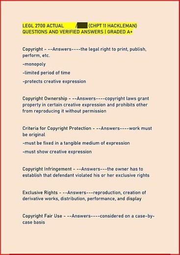 Legl 2700 Actual Chpt 11 Hackleman Questions And Verified An video