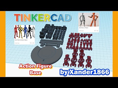 3D Printable Tinkercad T-13 Action Figure Base and parts by Xander1866